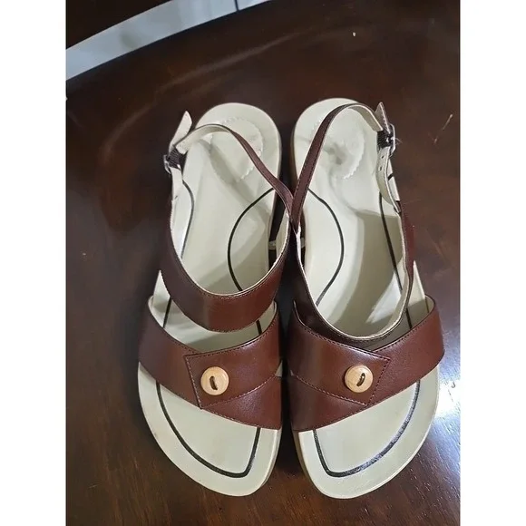 Dansko Sling Back Open Toe Womens Sandal Shoes Sz 38 Or US 8 Brown Leather - Picture 1 of 9
